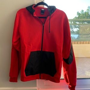 Nike Men’s sweater zip up red with black details size Medium